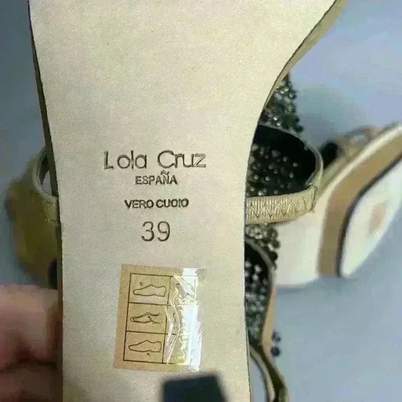 Lola Cruz Beaded Embellished Strappy High Heel Sandals Tan EU 39 - Picture 6 of 13